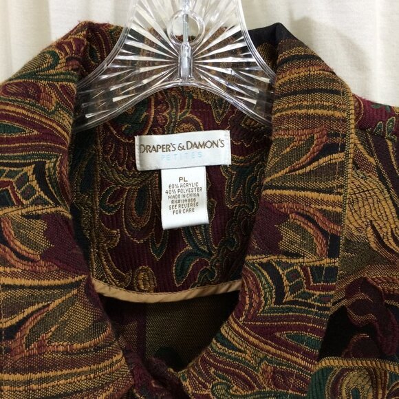 Womens Blazer Tapestry Style Drapers and Damons Button Front Brown Shades Large - Picture 2 of 3